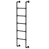 Sicherheitsleiter 140/160/180/200/210 cm, Wandmontage, Dachboden, Leiter für Zuhause, Feuer, Notfall, Metall, Eisenrohr, Fenster, Brunnenleiter, Keller, Leiter, Schwarz, 100 cm Länge