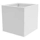 Dettchan Weiß Würfel-Pflanzkiste, Stahl Innen-Außen-Pflanzer Quadratisches Pflanzgefäß, für Gärten, Eingänge, Terrassen 60 * 60 * 60cm