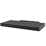 WOLTU Wandboard Wandregal CD DVD Regal Bücherregal Schweberegal Holz Board 120x22.9x3.8cm schwarz für Büro, Wohnzimmer, Schlafzimmer, Küche RG9315sz
