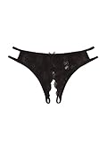 GORGLITTER Unterhose Damen Mit Spitze String Tanga Sexy Dessous Ouvert Erotische Unterwäsche Damen Offen Schritt String Damenwäsche Schwarz XL