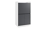 byLIVING Sekretär Hannes/Sekretär matt weiß - anthrazit/Office-Schrank mit 1 Klappe und 2 Türen/Grifflos/B 80, H 141, T 40 cm