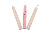 goki 60697 - Geburtstagskerzen 10 Stück rosa und weiß gepunktet, Wachskerzen, 10cm, Deko für Feiern, passend zu 106, 108, 55985, 60721, 60726, 6070, 10er Set