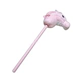 Luwecf Plüschpferd mit Stab, handgefertigt, Requisiten für Kinder, geeignet für Auftritte und Halloween, Rosa