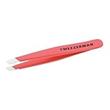 TWEEZERMAN Mini Pinzette (Handgeschliffene Schräge Spitzen, Augenbrauen zupfen, Profi-Qualität, Rostfreier Edelstahl), Geranium
