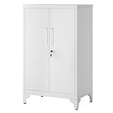 SONGMICS Aktenschrank, Mehrzweckschrank, Büroschrank mit 2 Türen, Schrank abschließbar, Aufbewahrungsschrank aus Stahl, für Arbeitszimmer, Wohnzimmer, mattgrau OMC012G01
