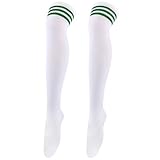 Weiß Socks Women,Damen Kniestrümpfe,Overknee Strümpfe,Hohe Retro Socken Mit Streifen Lange,Oberschenkel Sockenn,Gestreifte Overknees,Lange Striped Sportsocken,Einheitsgröße,für Halloween,Weihnachten