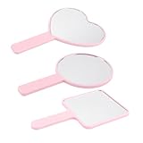 STOBAZA 3 Stück Teiliges Tragbarer Handspiegel mit Griff Modische Hochauflösende Kosmetikspiegel in Herz Rund Quadratform Praktische Schminkspiegel für Unterwegs und Zuhause