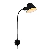 BRILONER Leuchten - Bettleuchte flexibel, Bettlampe verstellbar, Kippschalter, 1x E27 Fassung max. 10 Watt, inkl. Kabel, Schwarz, 55 cm, 2089-015
