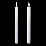 Eldnacele LED Stabkerzen mit Timerfunktion, flackernde Flamme LED Echtwachskerzen mit Fernbedienung, Weiß Stabkerzen 2 Stück (2 x 25CM) für Weihnachtsdeko Zimmer Deko aesthetic