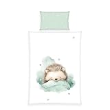 Herding babybest Bettwäsche Kleiner Igel, Kopfkissenbezug ca. 40 x 60 cm, Bettbezug ca. 100 x 135 cm, Mit Reißverschluss und Hoteleinschlag, 100% Baumwolle/Renforcé