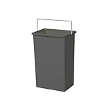 Hailo Inneneimer dunkelgrau 10L | Kunststoff mit Henkel | Ersatz-Inneneimer für Abfallsammler Terzett | Maße 226 x 154 x 340 mm | Eimer für Einbaumülleimer | stabil und pflegeleicht