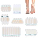 LXUEJIE 32 Stück Blasenpflaster Ferse, Blister Pads Unsichtbare Gel Pflaster Hydrokolloid Pflaster Wasserdicht Ferse Blasenpflaster Fersenschutz Linderung von Reibungsschmerzen Zehen Vorfuß-Ferse