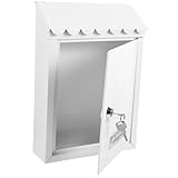 TOBBOMEY Wandmontierter Metallbriefkasten Weiß Vintage Stil mit Schloss und Großem Fassungsvermögen für Zuhause Außenwand Postfächer Familienhaus Vielseitig als Briefkasten und