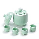 Japanisches Sake-Set aus Keramik, 6-teilig, Seladon-Weingläser mit Wärmertopf, traditionelle Handwerksbecher mit Geschen