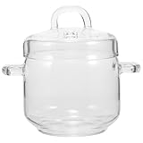 MAGICLULU Hochborosilikat Glas Schmortopf mit Deckel und Doppelgriffen Hitzebeständig Gleichmäßige Wärmeleitung Kleiner Haushalts schmortopf für Langsames Garen von Suppe Gemüse und