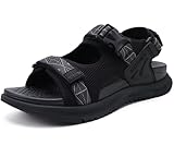 ONCAI Wandersandalen Herren mit Arch Support, Masche Sommer Strand und Wassersport Orthopädische Trekkingsandalen Männer mit Verstellbarem Riemen Schwarz EU 47