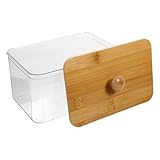 BESPORTBLE Trocknertuchbehälter mit Deckel aus PET und Bambus Mittlerer Transparenter Aufbewahrungsbehälter für Waschmittelkapseln und Wäschezubehör In Waschküche