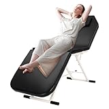 soudesileim Massageliege Klappbar 91x60x20cm, Massagebett Höhenverstellbar Rücken/Beinpartie, Max Tragfähigkeit 250kg, Matratzendicke 5cm, Kosmetikliege mit Kissen (Schwarz)