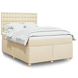SKM Boxspringbett mit Matratze Creme 140x200 cm Stoff,Möbel,Betten & Zubehör,Betten & Bettgestelle,Creme,96.82KG,3293622