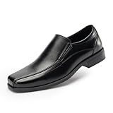 Cusolemore Herren Mokassins Loafers Männer Slip on Slipper Anzugschuhe, Microfiber gefüttert, Square Toe für Arbeit, Freizeit und Business Black 44.5