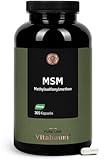Vitabaum® MSM Kapseln hochdosiert - Methylsulfonylmethan - 1600 mg pro Tag - Aus 99,9% reinem und feinem MSM Pulver - 365 vegane Kapseln - 6 Monate Vorrat