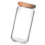 Cabilock Vorratsglas aus Glas mit Luftdichtem Buchenholzdeckel Höhe Transparenter Aufbewahrungsbehälter für Tee Gewürze Getreide und Süßigkeiten Küchen Frischhaltedose
