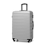 WITTCHEN Reisekoffer Groß Rollkoffer Trolley Großer Koffer Check-In Gepäck Hartschale aus ABS mit 4 Spinner-Rollen Zahlenschloss Teleskopgriff Groove Line Größe L grau