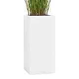 Pflanzwerk® Pflanzkübel Fiberglas Weiss Tower 60x28x28cm *Frostbeständige Blumenkübel* *Deutsche Premiumqualität* *Lotus-Effekt Imprägnierung*