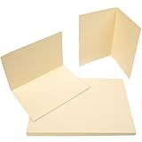 PresentFill® Klappkarten blanko in Chamois Creme Beige - 50 Faltkarten A6, Klappkarte ideal zum Karten selbst gestalten, beschriften oder bedrucken - passend für C6 Umschläge