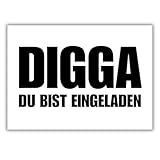 celebr8te 12x lässige Geburtstagseinladungen - DIGGA Einladungskarten für Kindergeburtstag Jungen - Teenager Party Einladungskarten inkl. Messenger Bild & Urlaubsgutschein