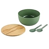 Kesper - Salatschüssel-Set, inkl. Salatbesteck, Material: Kunststoff (PP), Bambus, Maße: D 24 x H 13 cm, Farbe: Grün, Braun - 58471
