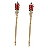 MAGICLULU 2 Stück Bambusfackel Dochte Solar- Luau-Party Schlag Flamme Outdoor Leuchte feuerfackel Außenbeleuchtung Taschenlampe für den Garten Outdoor-Camping-Taschenlampe Bambus weben