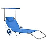 vidaXL Sonnenliege Dach Blau Klappbar Strandliege Gartenliege Relaxliege Liege