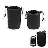 Objektivtasche, Schutzbeutel für Kamera Objektiv, Kameraobjektivtasche, Linsenbeutel, Neopren Objektivbeutel, Objektiv Tasche, Objektive Und Kamerazubehör, Schwarzes Objektiv Tasche Set, 2 Stück, M,L