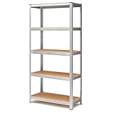 Blumixx Schwerlastregal 180x90x40 mit 5 Böden – Tragkraft 875 kg gesamt – Metall Steckregal mit MDF-Böden – Lagerregal für Keller, Werkstatt & Garage – stabil & höhenverstellbar