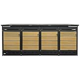 RS Trade Outdoor-Mülltonnenbox, bis zu 240 L Tonnen, Verkleidung aus verzinktem Stahl, abschließbare Türen, Mülltonnenhaus, Größen 2er, 3er, 4er zur Aufbewahrung von Abfall (Holzoptik, 4er)