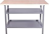 TrendLine Werkbank Arbeitsbank Tischlerbank 120 x 60 x 85cm 2 Ablageböden Arbeitstisch Werktisch grau pulverbeschichtet