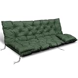 EDANTI Hollywoodschaukel Auflage Set Sitzauflagen Gartenmöbel Gartenkissen Sitzkissen Bankauflage Wasserdichtes Schaukelkissen +2X Kleinere Kissen (Grün, 180x60x50 cm)