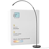 Lightbox LED Bogenstehlampe | 1,7 m Höhe | Stehleuchte mit Kopf-Schalter, dimmbar (CCT) | LED Lampe (1440 lm, 18 W) | Standleuchte auch als Schlafzimmer, Büro und Flur Lampe | aus Metall in Schwarz