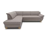 DOMO. collection Ecksofa Panama, klassisches Ecksofa in L-Form, Eckcouch, Sofa Couch, Ecke mit Schlaffunktion 254 x 186 cm, in taupe