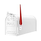 Wiltec US Mailbox weiß 150 x 513 x 223 mm, amerikanischer Briefkasten mit Fahne, Wandbriefkasten oder Standbriefkasten Stahl amerikanisches Design