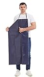 Nanxson Herren wasserdichte Schürze Industrielle Arbeitsschürze Latzschürze PVC Schlachthofschürzen CF3108 (Marineblau, eine Size)