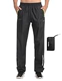 KUTOOK Fahrradhose Herren Wasserdicht Atmungsaktiv Lang Regenhose Fahrrad Motor Leicht Trekking Wandern Hose Bekleidung Tragbar Outdoorhose mit 2 Taschen Wandern Motrrad Camping Golf Schwarz L