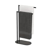 Relaxdays Handtuchständer 2 Arme, freistehend, HxBxT: 78,5 x 38,5 x 17cm, Badständer Hand- & Badetücher, Eisen, schwarz