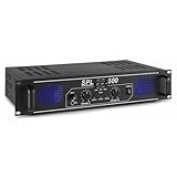 SkyTec SPL500 Audioverstärker Pa Verstärker Endstufe 500 Watt, mit 3-Band-Equalizer, 3 Kanal Input, Chinch, Aux, Dj Boxen, Schwarz