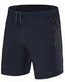 TCA Herren Elite Tech Leichte Laufhose Gymshorts Trainingsshorts und Laufshorts mit Reißverschlusstaschen - Sporthose Herren Kurz - Dunkelblau, L