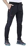 CARETOO Herren Wanderhose Trekkinghose Outdoorhose Softshellhose Funktionshose Skihose Verdickte Warm Atmungsaktiv Wasserdicht Winddicht Herbst Schwarz ohne Fleece, XL
