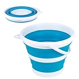 3L Faltbarer Eimer, 3L Falteimer Putzeimer Faltbar, Sandburg Strandeimer, Platzsparend Zusammenklappbar Wassereimer für Draußen Angeln Sandkasten Camping Eimer (blau)