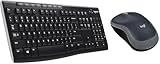 Logitech M185 Kabellose Maus, 2,4 GHz mit USB-Nano-Empfänger, 12 Monate Batterielaufzeit, 1000 DPI Optical Tracking, Für Links- und Rechtshänder - Grau (Set mit Tastatur)