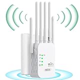WiFi-Repeater, WiFi-Verstärker, WiFi-Extender 6 Antennen Verstärker, 2 LANWiFi-Anschlüsse, 1200 Quadratmeter Reichweite, leistungsstarker WiFi-Repeater für Zuhause und Büro und Zuhause